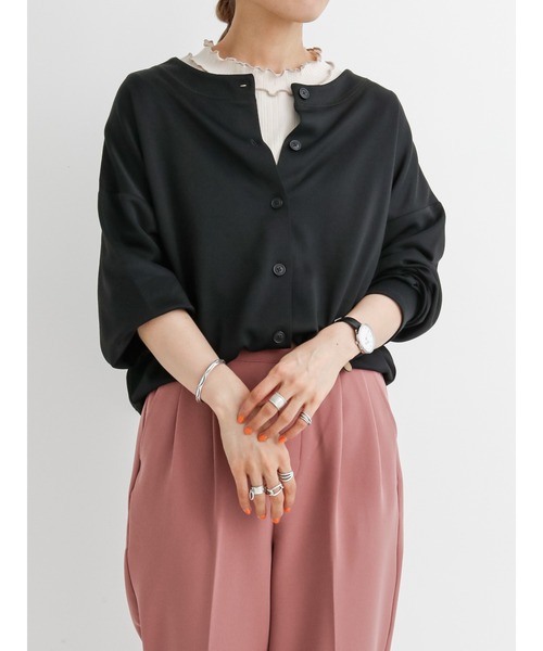 Samansa Mos2 blue(サマンサモスモスブルー)の「前後2wayカットカーディガン【セットアップ可】(カーディガン/ボレロ・レディース・ブラック/ブラウン/グレー/グリーン・フリ-)」の14枚目の写真