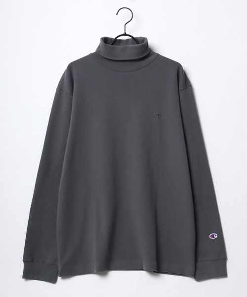 Champion(チャンピオン)の「Champion/チャンピオン スムース ワンポイント刺繍 タートルネック ロングスリーブTシャツ(Tシャツ/カットソー・メンズ・ブラック/オフホワイト/オリーブ/チャコール・M/L/XL)」の7枚目の写真