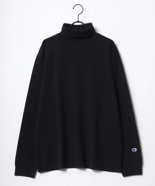 Champion(チャンピオン)の「Champion/チャンピオン スムース ワンポイント刺繍 タートルネック ロングスリーブTシャツ(Tシャツ/カットソー・メンズ・ブラック/オフホワイト/オリーブ/チャコール・M/L/XL)」の6枚目の写真