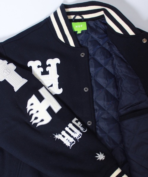 HUF（ハフ）の「【HUF】ハフ 20 YEAR CLASSIC H VARSITY JACKET バーシティジャケット JK00368（スタジャン・メンズ・ネイビー・M/XL/S/L）」の13枚目の写真