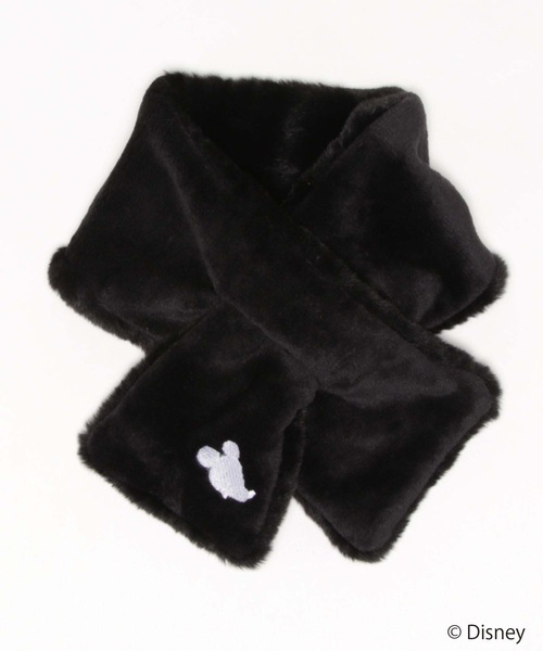 Disney(ディズニー)の「【DISNEY/ディズニ―】ワンポイント刺繍 ファーティペット マフラー(マフラー・レディース・ブラック/アイボリー/ベージュ/グレー・FREE)」の2枚目の写真