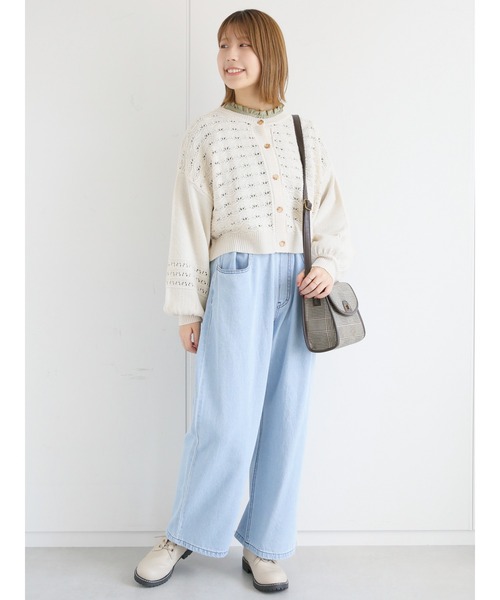 ehka sopo(エヘカソポ)の「透かし編みクルーネックカーディガン(カーディガン/ボレロ・レディース・ブラウン/グリーン/キナリ・フリ-)」の16枚目の写真