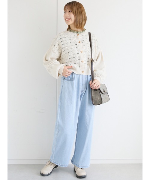 ehka sopo(エヘカソポ)の「透かし編みクルーネックカーディガン(カーディガン/ボレロ・レディース・ブラウン/グリーン/キナリ・フリ-)」の17枚目の写真