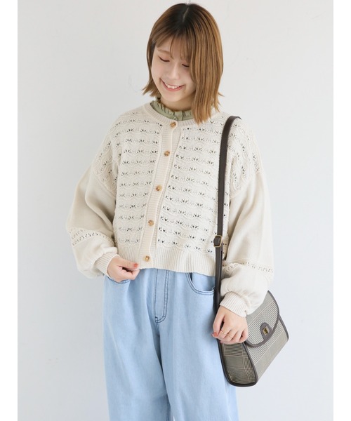 ehka sopo(エヘカソポ)の「透かし編みクルーネックカーディガン(カーディガン/ボレロ・レディース・ブラウン/グリーン/キナリ・フリ-)」の20枚目の写真
