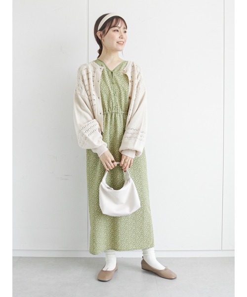 ehka sopo(エヘカソポ)の「透かし編みクルーネックカーディガン(カーディガン/ボレロ・レディース・ブラウン/グリーン/キナリ・フリ-)」の10枚目の写真