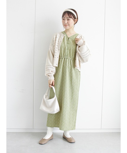 ehka sopo(エヘカソポ)の「透かし編みクルーネックカーディガン(カーディガン/ボレロ・レディース・ブラウン/グリーン/キナリ・フリ-)」の12枚目の写真