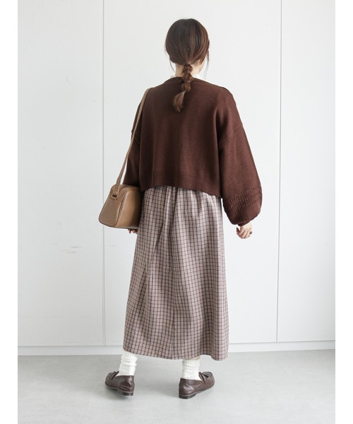 ehka sopo(エヘカソポ)の「透かし編みクルーネックカーディガン(カーディガン/ボレロ・レディース・ブラウン/グリーン/キナリ・フリ-)」の7枚目の写真