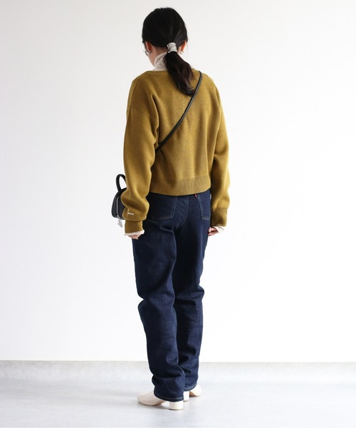 e.r.g*（イーアールジー）の「スナップボタン カラフルプレーンニットカーディガン（カーディガン/ボレロ・レディース・グリーン/マスタード/オフホワイト/オレンジ/ブラック・M）」の20枚目の写真