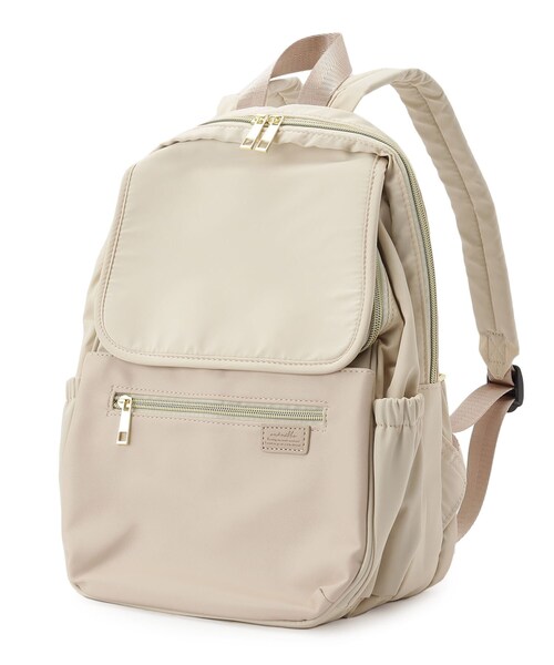 ITS'DEMO（イッツデモ）の「【A4OK/多ポケ/緩衝材ポケット/きれいめテイスト】PC収納リュック（バックパック/リュック・レディース・ダークグレー/カーキ/アイボリー・00）」の2枚目の写真