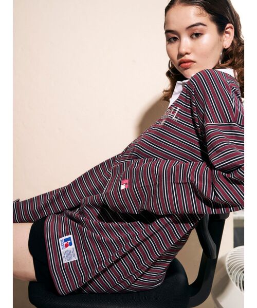 RUSSELL（ラッセル）の「オーバーシャツロングTシャツ（Tシャツ/カットソー・レディース・パープル/ブラウン・FREE）」の9枚目の写真