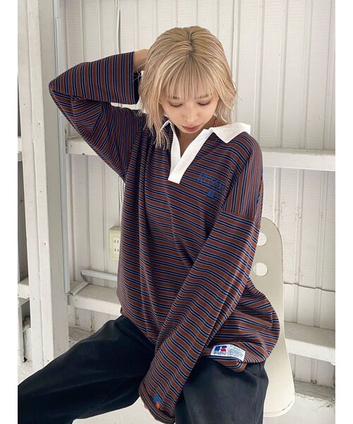 RUSSELL（ラッセル）の「オーバーシャツロングTシャツ（Tシャツ/カットソー・レディース・パープル/ブラウン・FREE）」の13枚目の写真