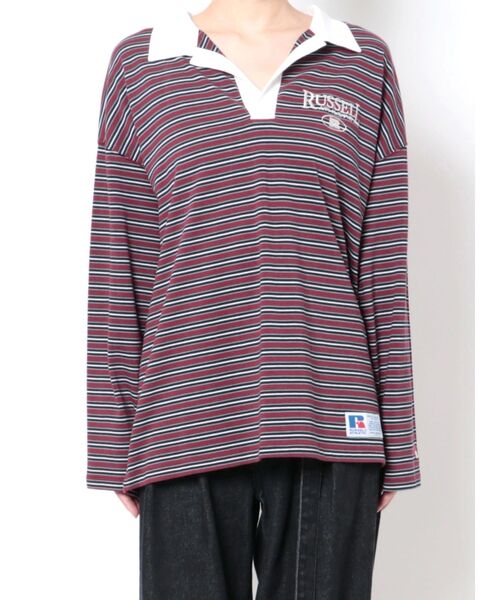 RUSSELL（ラッセル）の「オーバーシャツロングTシャツ（Tシャツ/カットソー・レディース・パープル/ブラウン・FREE）」の17枚目の写真