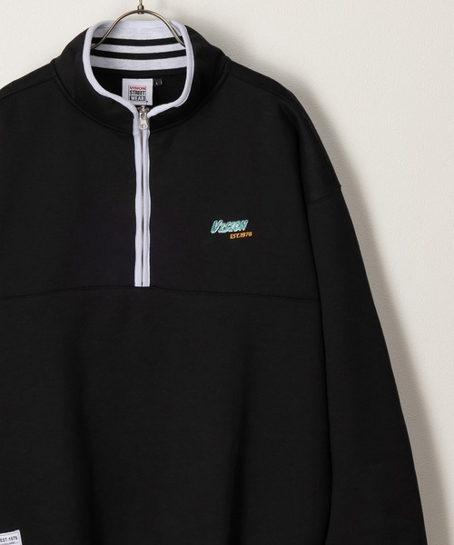 VISION STREET WEAR（ヴィジョンストリートウェア）の「【VISION STREET WEAR/ヴィジョンストリートウェア】リブラインスタンドハーフジップスウェット/ビッグシルエット/裏起毛（スウェット・メンズ・ブラック/アッシュグレー/オレンジ/ネイビー・M/L/XL）」の2枚目の写真