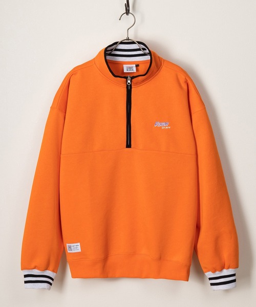 VISION STREET WEAR（ヴィジョンストリートウェア）の「【VISION STREET WEAR/ヴィジョンストリートウェア】リブラインスタンドハーフジップスウェット/ビッグシルエット/裏起毛（スウェット・メンズ・ブラック/アッシュグレー/オレンジ/ネイビー・M/L/XL）」の8枚目の写真