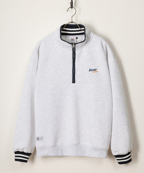 VISION STREET WEAR（ヴィジョンストリートウェア）の「【VISION STREET WEAR/ヴィジョンストリートウェア】リブラインスタンドハーフジップスウェット/ビッグシルエット/裏起毛（スウェット・メンズ・ブラック/アッシュグレー/オレンジ/ネイビー・M/L/XL）」の6枚目の写真