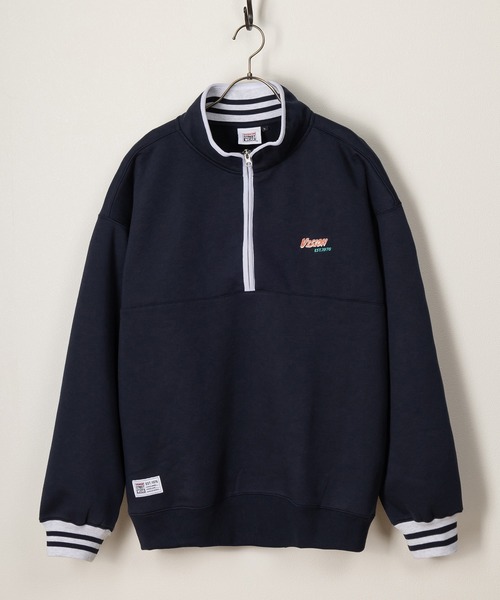 VISION STREET WEAR（ヴィジョンストリートウェア）の「【VISION STREET WEAR/ヴィジョンストリートウェア】リブラインスタンドハーフジップスウェット/ビッグシルエット/裏起毛（スウェット・メンズ・ブラック/アッシュグレー/オレンジ/ネイビー・M/L/XL）」の7枚目の写真