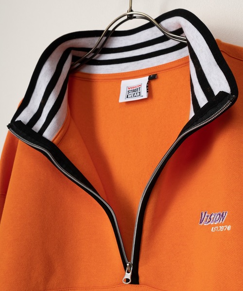 VISION STREET WEAR（ヴィジョンストリートウェア）の「【VISION STREET WEAR/ヴィジョンストリートウェア】リブラインスタンドハーフジップスウェット/ビッグシルエット/裏起毛（スウェット・メンズ・ブラック/アッシュグレー/オレンジ/ネイビー・M/L/XL）」の11枚目の写真