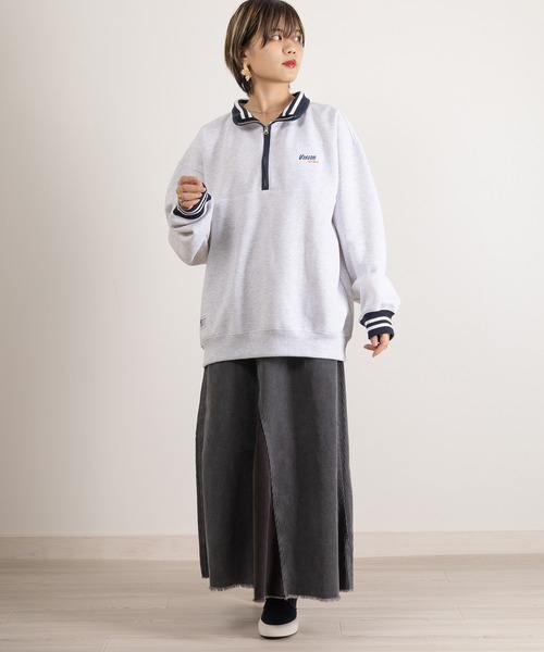 VISION STREET WEAR（ヴィジョンストリートウェア）の「【VISION STREET WEAR/ヴィジョンストリートウェア】リブラインスタンドハーフジップスウェット/ビッグシルエット/裏起毛（スウェット・メンズ・ブラック/アッシュグレー/オレンジ/ネイビー・M/L/XL）」の15枚目の写真