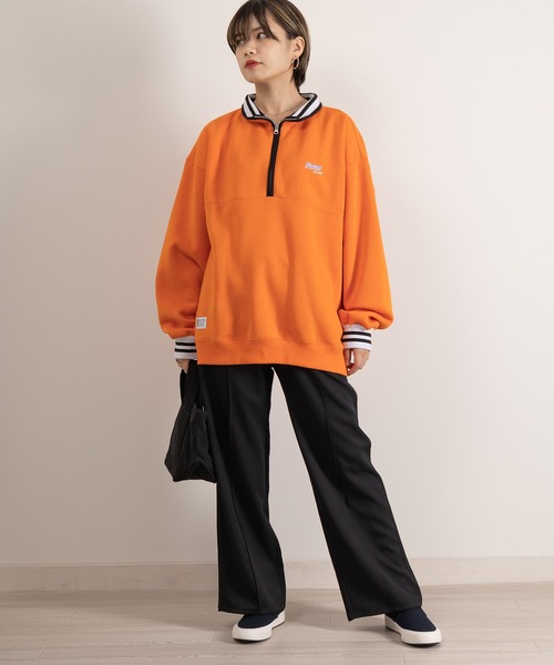 VISION STREET WEAR（ヴィジョンストリートウェア）の「【VISION STREET WEAR/ヴィジョンストリートウェア】リブラインスタンドハーフジップスウェット/ビッグシルエット/裏起毛（スウェット・メンズ・ブラック/アッシュグレー/オレンジ/ネイビー・M/L/XL）」の18枚目の写真