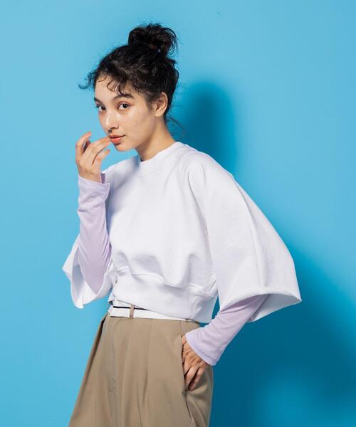 CITEN(シテン)の「<CITEN>クロップド スウェット(スウェット・レディース・ホワイト/グレー・FREE)」の3枚目の写真