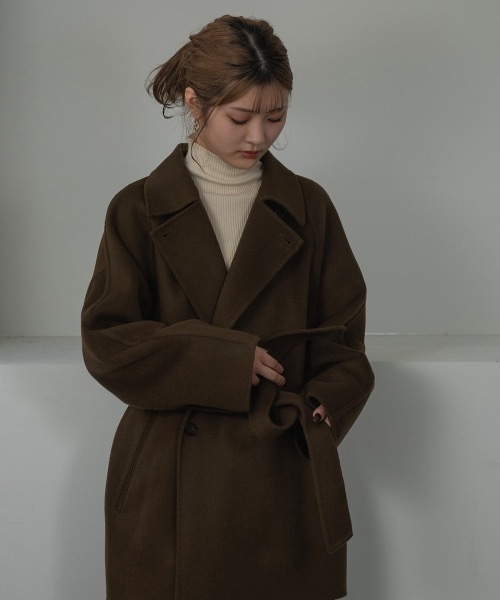 I_am（アイアム）の「handmade waist mark midi coat（ステンカラーコート・レディース・アイボリー/ブラック/ブラウン・FREE）」の14枚目の写真