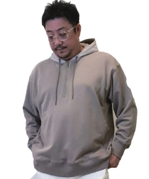 Alil(アリル)の「【Alil】アリル 裏毛 ハーフジップ パーカー 大人カジュアル 韓国 ファッション ストリート(パーカー・メンズ・ブラック/グレイッシュベージュ/オフホワイト・LARGE/MEDIUM/SMALL)」の10枚目の写真