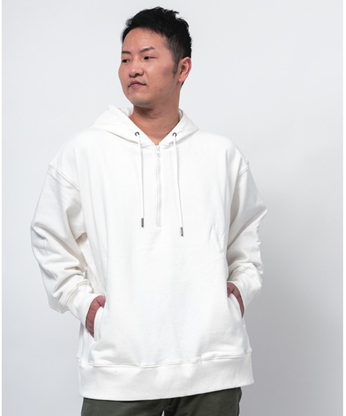 Alil(アリル)の「【Alil】アリル 裏毛 ハーフジップ パーカー 大人カジュアル 韓国 ファッション ストリート(パーカー・メンズ・ブラック/グレイッシュベージュ/オフホワイト・LARGE/MEDIUM/SMALL)」の21枚目の写真