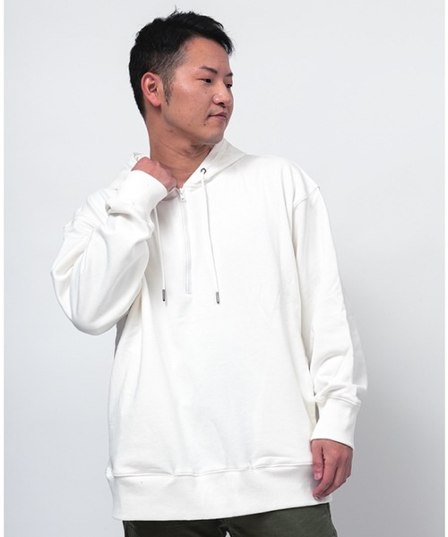 Alil(アリル)の「【Alil】アリル 裏毛 ハーフジップ パーカー 大人カジュアル 韓国 ファッション ストリート(パーカー・メンズ・ブラック/グレイッシュベージュ/オフホワイト・LARGE/MEDIUM/SMALL)」の22枚目の写真