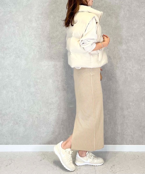 toucher du brise(トゥシェドブリーズ)の「【インフルエンサーyu_koさん】ロングニットナロースカート(スカート・レディース・クリーム/ブラック/ベージュ・S/M/L)」の9枚目の写真