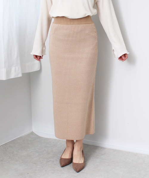 toucher du brise(トゥシェドブリーズ)の「【インフルエンサーyu_koさん】ロングニットナロースカート(スカート・レディース・クリーム/ブラック/ベージュ・S/M/L)」の12枚目の写真