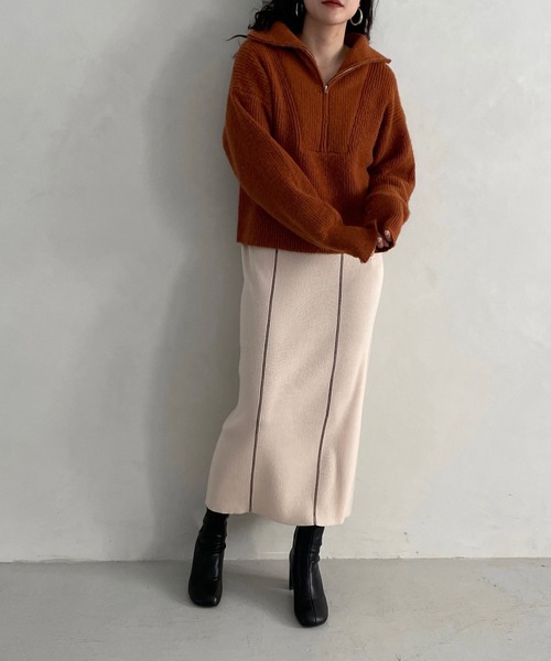 LOWRYS FARM（ローリーズファーム）の「ハイショクニットタイトスカート　183681（スカート・レディース・ブラック/アイボリー/オレンジ・FREE）」の20枚目の写真