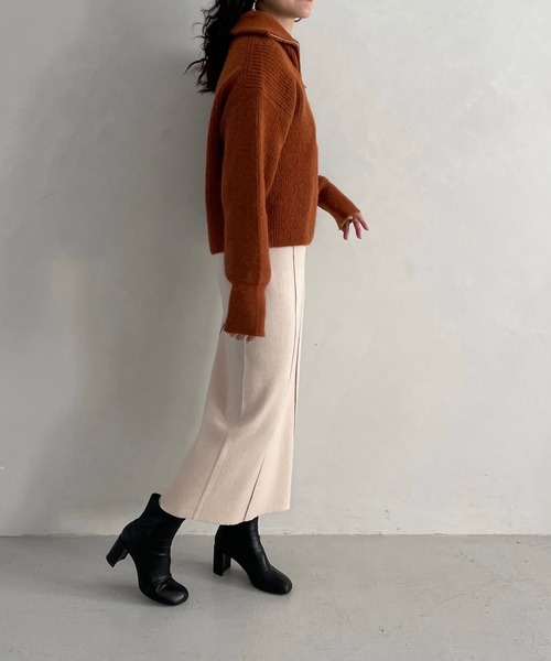 LOWRYS FARM（ローリーズファーム）の「ハイショクニットタイトスカート　183681（スカート・レディース・ブラック/アイボリー/オレンジ・FREE）」の21枚目の写真