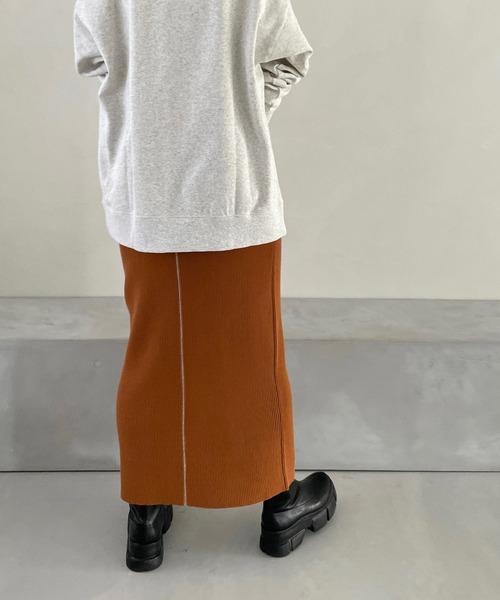 LOWRYS FARM（ローリーズファーム）の「ハイショクニットタイトスカート　183681（スカート・レディース・ブラック/アイボリー/オレンジ・FREE）」の5枚目の写真
