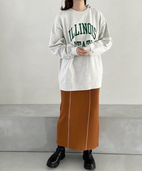 LOWRYS FARM（ローリーズファーム）の「ハイショクニットタイトスカート　183681（スカート・レディース・ブラック/アイボリー/オレンジ・FREE）」の6枚目の写真