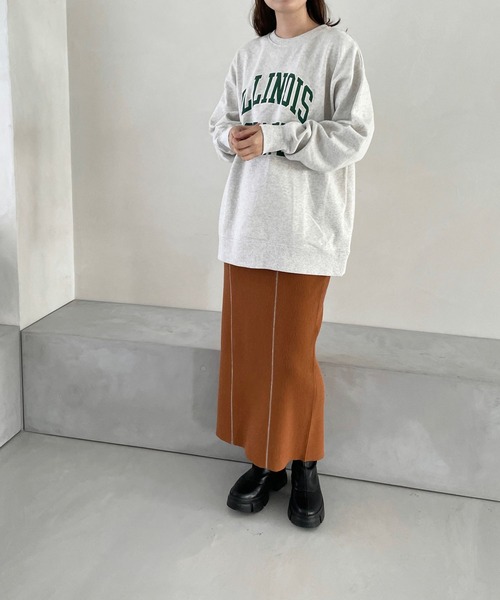 LOWRYS FARM（ローリーズファーム）の「ハイショクニットタイトスカート　183681（スカート・レディース・ブラック/アイボリー/オレンジ・FREE）」の7枚目の写真