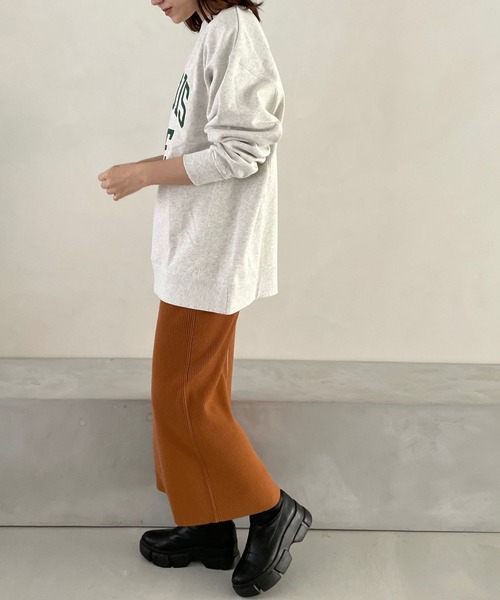 LOWRYS FARM（ローリーズファーム）の「ハイショクニットタイトスカート　183681（スカート・レディース・ブラック/アイボリー/オレンジ・FREE）」の8枚目の写真