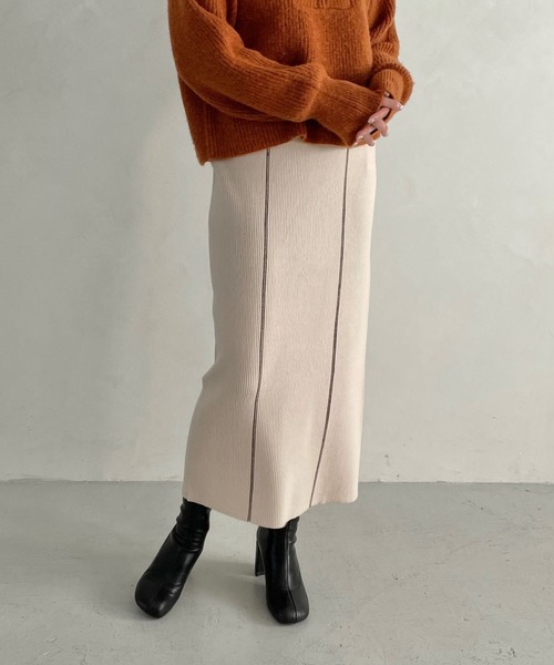 LOWRYS FARM（ローリーズファーム）の「ハイショクニットタイトスカート　183681（スカート・レディース・ブラック/アイボリー/オレンジ・FREE）」の19枚目の写真