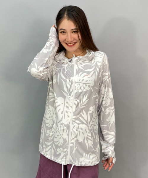 新品ROXY ロキシー ボタニカルラッシュガード【Lホワイト】水陸OK速乾　長袖 きれいめ パーカー　キャンプBBQアウトドア海プール潮干狩り 新品ROXY ロキシー ボタニカルラッシュガード【Lホワイト】水陸