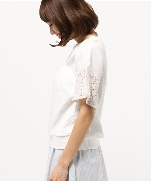 OUTLET(アウトレット)の「【mystic】袖レースフレアリブプルオーバー(Tシャツ/カットソー・レディース・オフホワイト/ベージュ・FREE)」の4枚目の写真