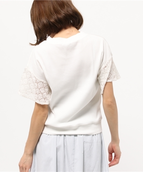 OUTLET(アウトレット)の「【mystic】袖レースフレアリブプルオーバー(Tシャツ/カットソー・レディース・オフホワイト/ベージュ・FREE)」の5枚目の写真