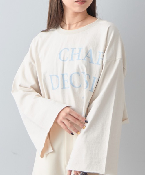 Chico(チコ)の「【2023SS】クロップドビックロゴトップス(Tシャツ/カットソー・レディース・アイボリー/ブラック/ホワイト系その他2・FREE)」の3枚目の写真