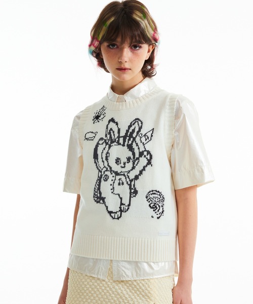 ベスト ジレ KIRSH WITTY BUNNY LOOSE FIT KNIT VEST/キルシーウィティーバニールーズフィットニットベスト レディー セール】KIRSH WITTY BUNNY LOOSE FIT KNIT VEST/キルシーウィ