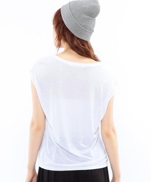 Another Edition（アナザーエディション）の「プリントノースリーブTシャツ/AEBC　R/LﾌﾟﾘﾝﾄNSL　T◆（Tシャツ/カットソー・レディース・ホワイト/ライトブルー・ﾌﾘ-）」の3枚目の写真