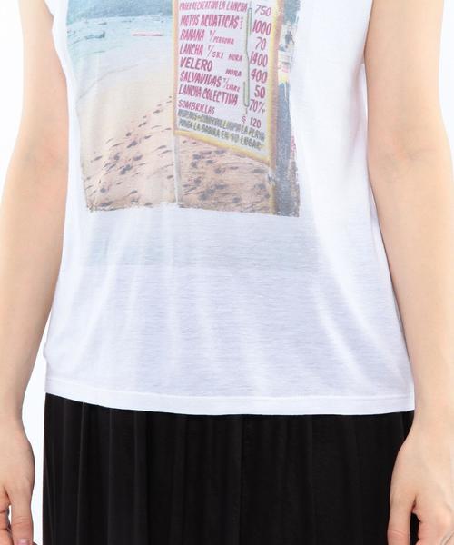 Another Edition（アナザーエディション）の「プリントノースリーブTシャツ/AEBC　R/LﾌﾟﾘﾝﾄNSL　T◆（Tシャツ/カットソー・レディース・ホワイト/ライトブルー・ﾌﾘ-）」の11枚目の写真