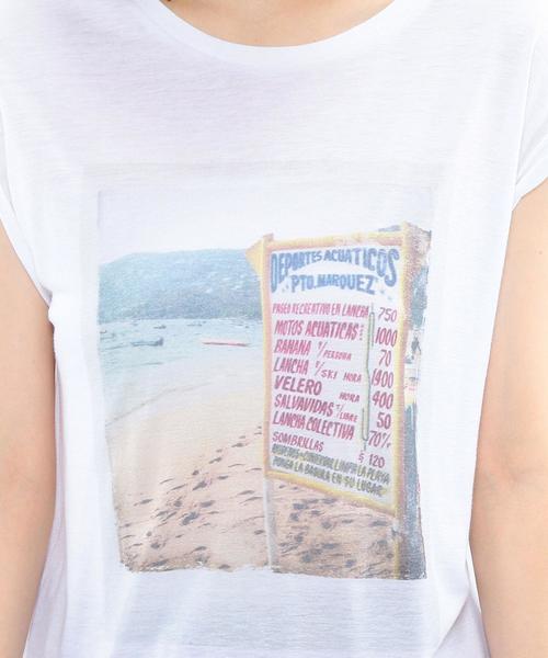 Another Edition（アナザーエディション）の「プリントノースリーブTシャツ/AEBC　R/LﾌﾟﾘﾝﾄNSL　T◆（Tシャツ/カットソー・レディース・ホワイト/ライトブルー・ﾌﾘ-）」の12枚目の写真