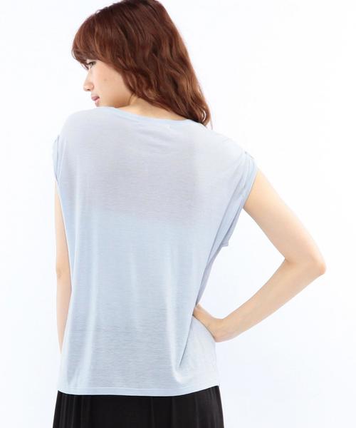 Another Edition（アナザーエディション）の「プリントノースリーブTシャツ/AEBC　R/LﾌﾟﾘﾝﾄNSL　T◆（Tシャツ/カットソー・レディース・ホワイト/ライトブルー・ﾌﾘ-）」の15枚目の写真