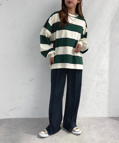 apres jour mignon(アプレジュールミニョン)の「マルチボーダートップス【ZOZOTOWN限定アイテム】(Tシャツ/カットソー・レディース・ブルー/グリーン・X-LARGE/フリー)」の12枚目の写真