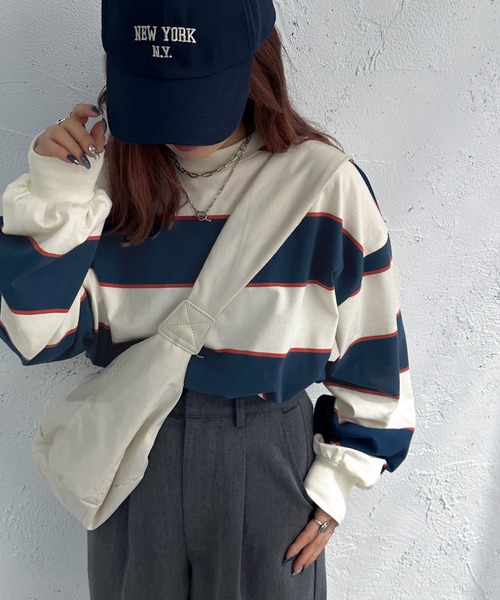 apres jour mignon(アプレジュールミニョン)の「マルチボーダートップス【ZOZOTOWN限定アイテム】(Tシャツ/カットソー・レディース・ブルー/グリーン・X-LARGE/フリー)」の15枚目の写真