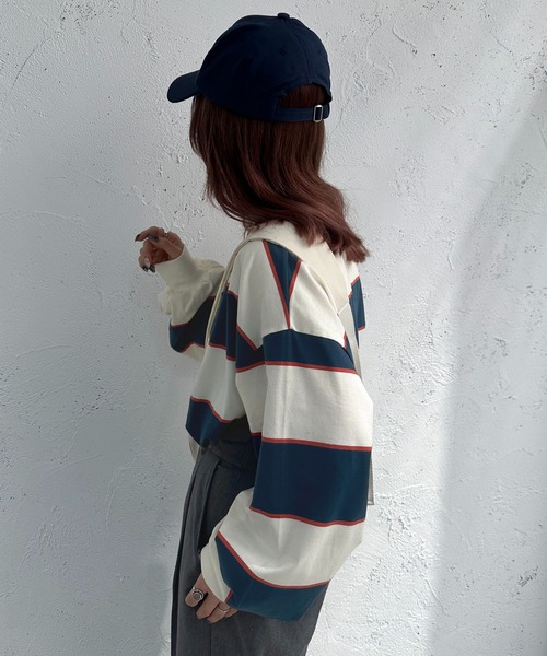 apres jour mignon(アプレジュールミニョン)の「マルチボーダートップス【ZOZOTOWN限定アイテム】(Tシャツ/カットソー・レディース・ブルー/グリーン・X-LARGE/フリー)」の9枚目の写真