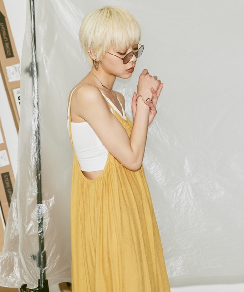 Happy John（ハッピージョン）の「tiered cami dress/ティアードキャミワンピース（ワンピース・レディース・イエロー/ブラック/ブルー・FREE）」の21枚目の写真